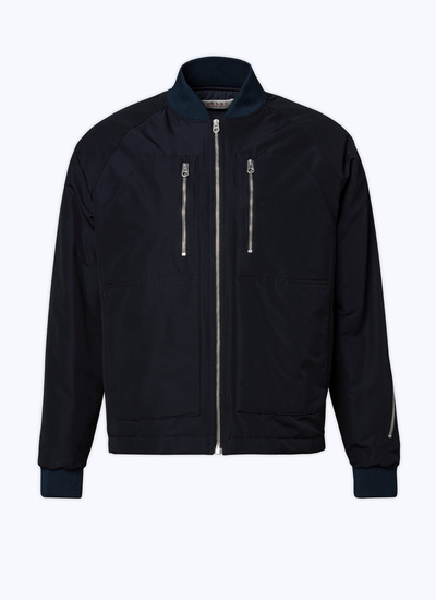 Men's blue, navy blue technical ottoman fabric jacket Fursac - M3CZIP-VM03-30
