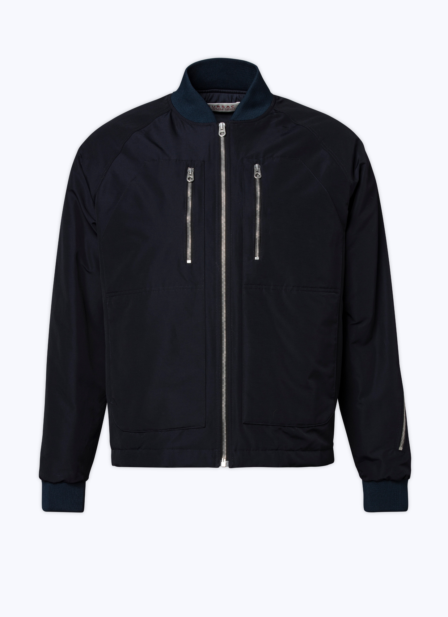 Men's blue, navy blue technical ottoman fabric jacket Fursac - M3CZIP-VM03-30