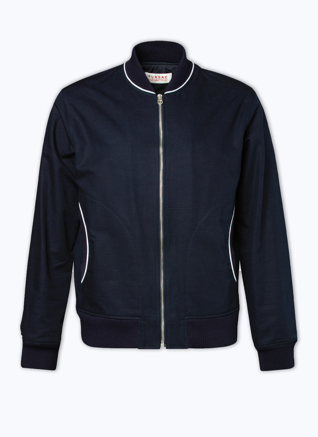 Men's blue, navy blue cotton canvas jacket Fursac - M3DEBY-VX01-D032