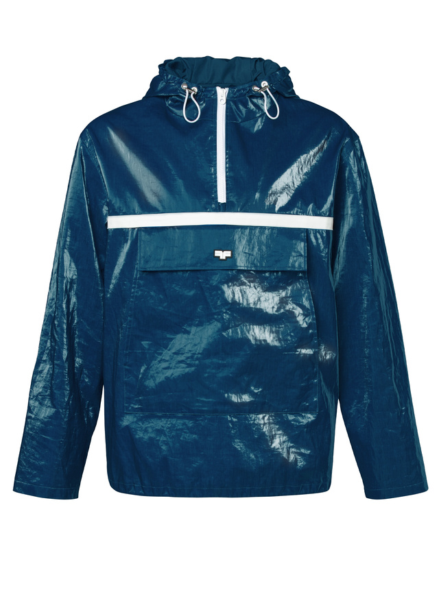 Men's blue, navy blue coated linen canvas jacket Fursac - M3DORA-DM06-D032