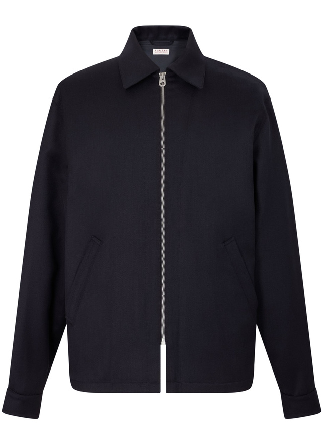 Men's blue, navy blue certified cotton cavalry twill jacket Fursac - M3FEAS-EM01-D030
