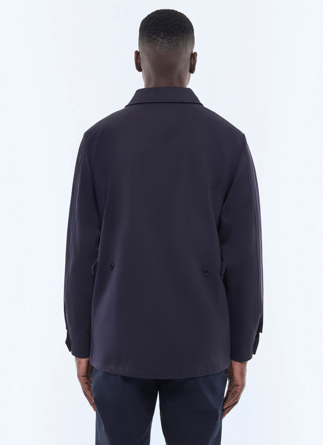 Men's blue, navy blue certified cotton cavalry twill jacket Fursac - M3FUEL-EM01-D030