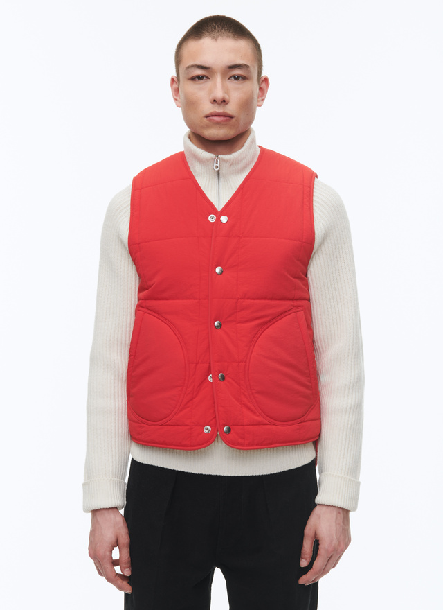 Men's jacket red technical ottoman fabric - faux-fur lining Fursac - M3CALM-CM22-C003