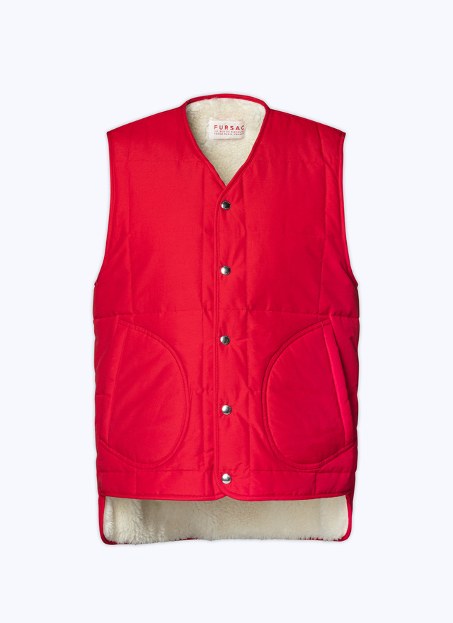 Men's red, bordeaux technical ottoman fabric - faux-fur lining jacket Fursac - M3CALM-CM22-C003