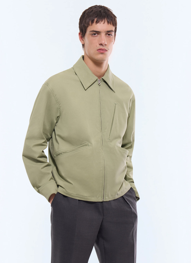 Men's jacket sage green cotton cavalry twill Fursac - M3JPEG-JM10-H005