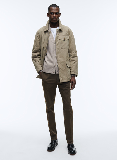 Men's jacket taupe cotton, nylon and polyester Fursac - M3ALDO-AM17-14