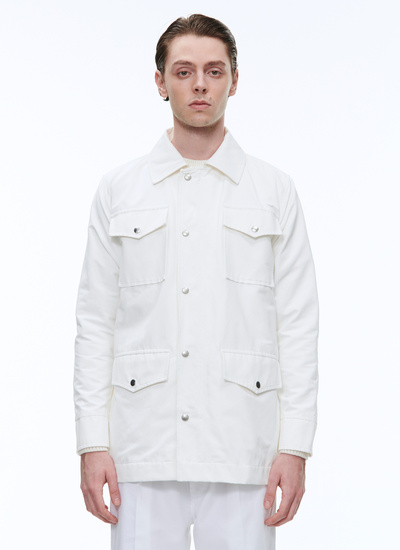 Men's jacket white polycotton canvas Fursac - 23EM3BELO-BM14/01
