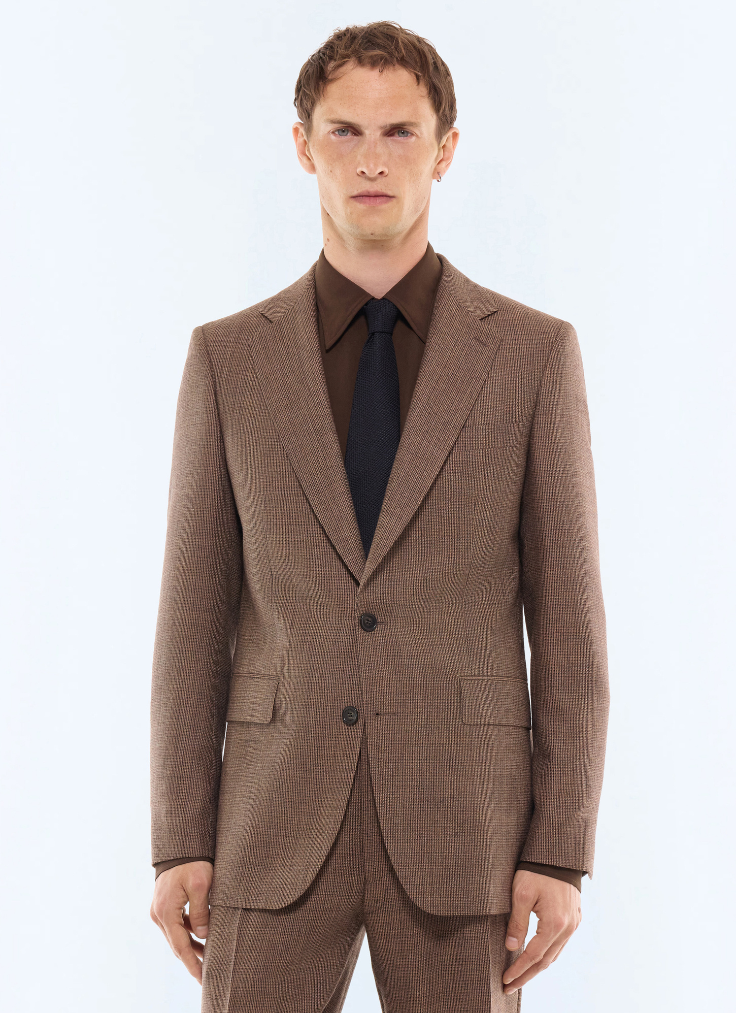 Men's jacket mocha main fabric: 100% virgin woolunder collar: 80% polyester, 20% viscosebody lining: 100% viscosesleeve lining: 57% viscose, 41% acetate, 2% cupro Fursac - V3JEXU-LC04-G022