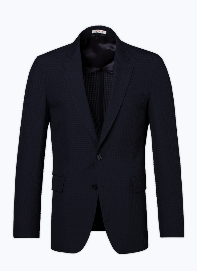 Men's wool and cotton seersucker canvas jacket Fursac - V3DAMA-DX04-D030