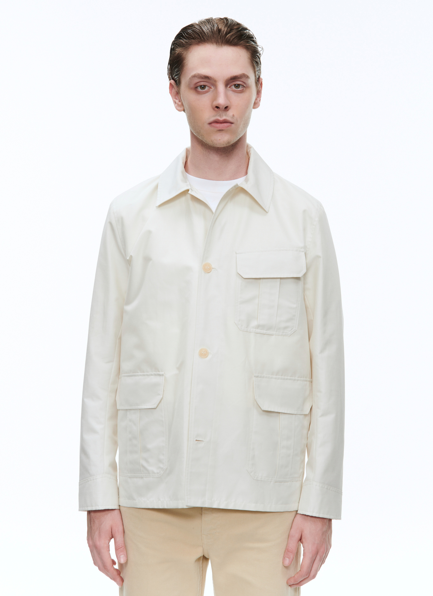 Men's jacket ecru polycotton poplin Fursac - M3BIKE-BM15-02