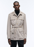 Beige suede safari jacket - 22HM3ARNO-AM04/14