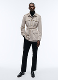 Beige suede safari jacket - M3ARNO-AM04-14