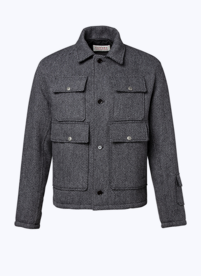Men's grey wool canvas jacket Fursac - M3CARM-CM28-B019