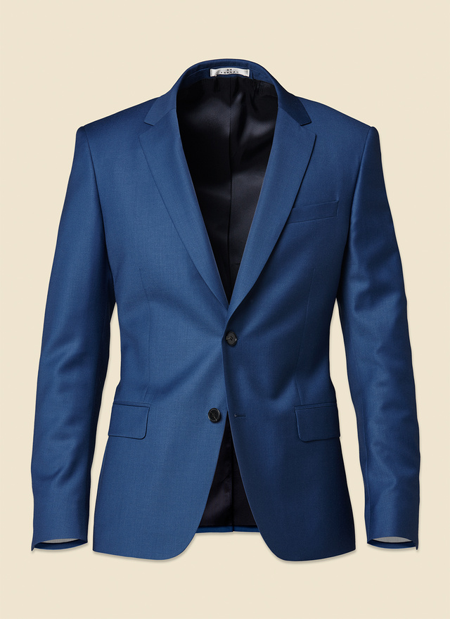 Men's blue, navy blue super 120s wool jacket Fursac - V3ILYA-NC38-34