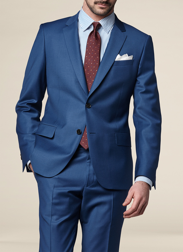 Men's jacket sapphire blue super 120s wool Fursac - V3ILYA-NC38-34