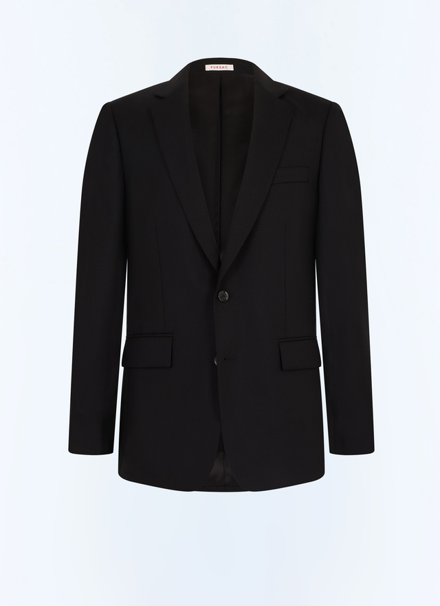 Men's black certified virgin wool canvas jacket Fursac - V2AIDO-GC40-B020