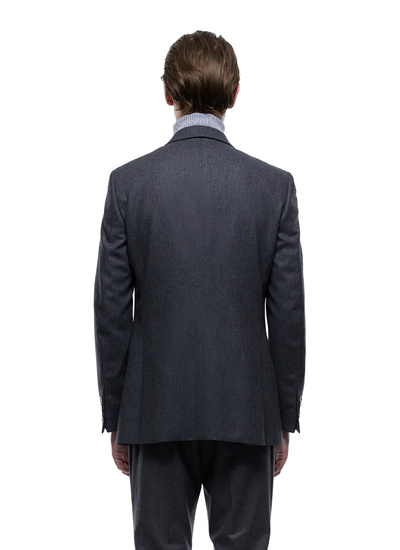 Fursac men's jacket - Charcoal grey fitted jacket in certified wool V3EXUN-EC29-B022