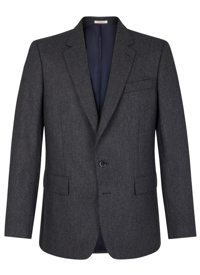 Men's grey certified virgin wool flannel jacket Fursac - V3EXUN-EC29-B022