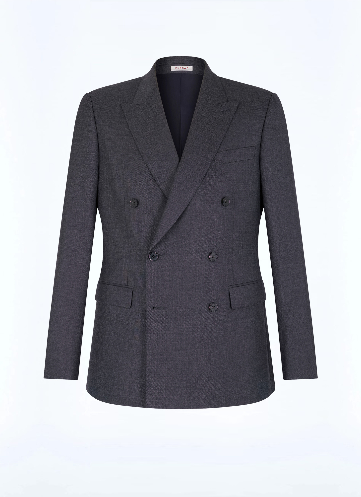 Men's grey end-on-end virgin wool jacket Fursac - V3FOCA-CC64-B029