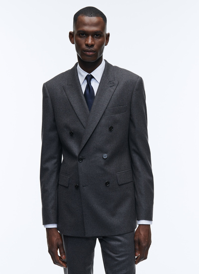 Men's jacket charcoal grey blended wool flannel Fursac - V3VOCA-OC55-22
