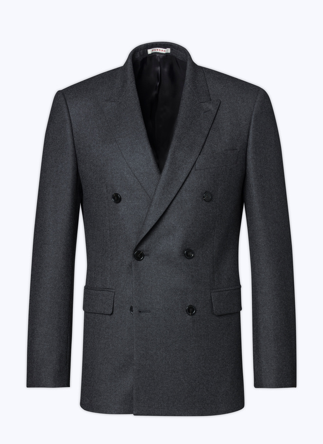 Men's grey blended wool flannel jacket Fursac - V3VOCA-OC55-22