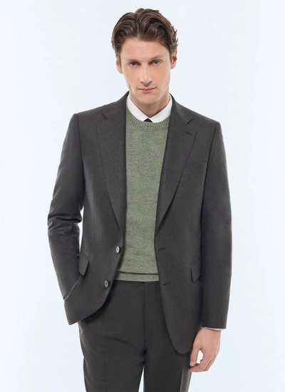 Men's jacket forest green certified wool flannel Fursac - V3FEXU-EC29-H011