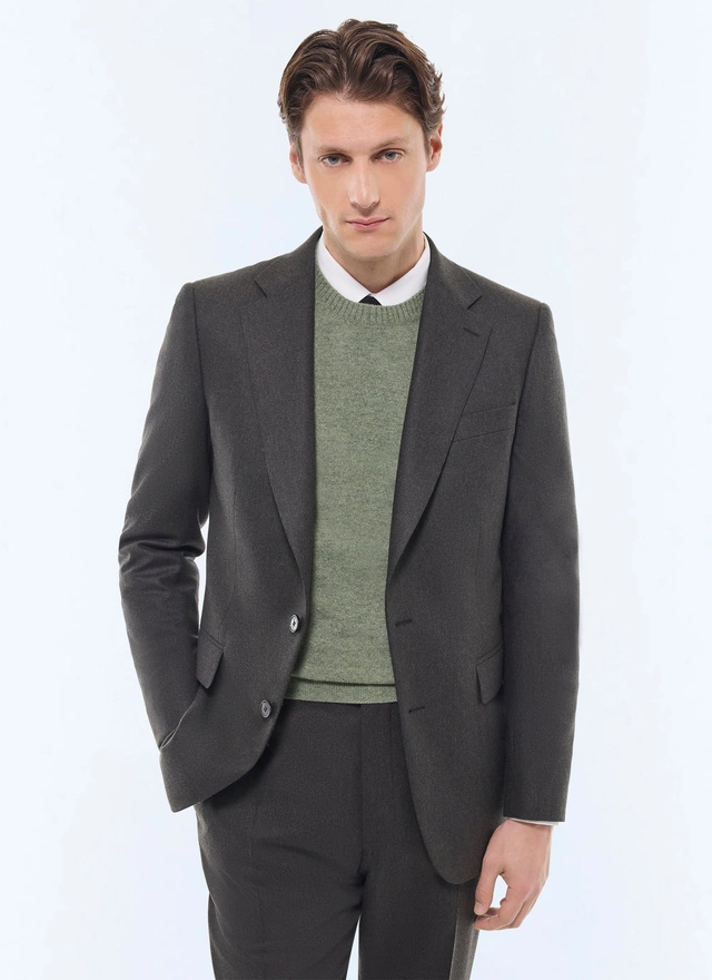 Men's jacket forest green certified wool flannel Fursac - V3FEXU-EC29-H011