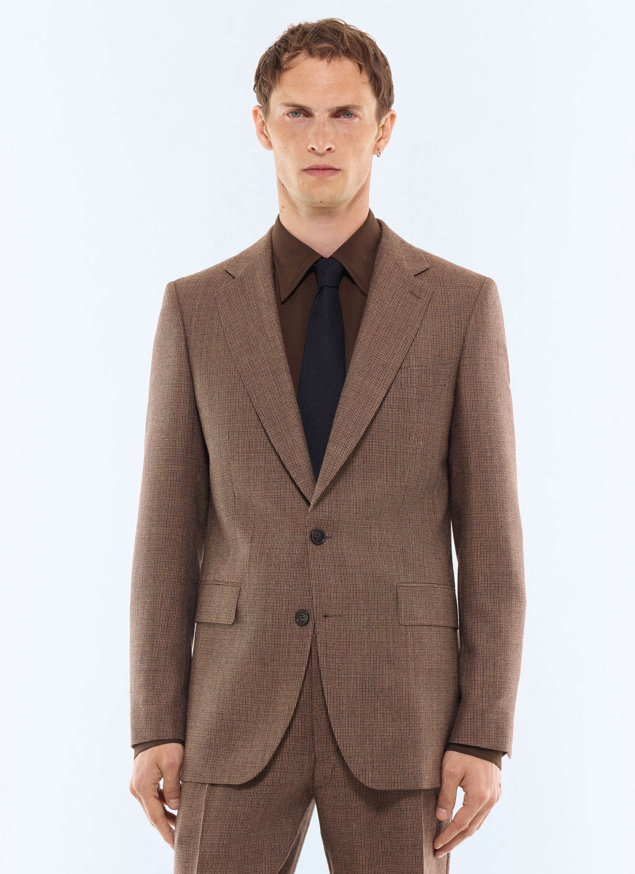 FURSAC - Houndstooth wool jacket - Men - Size 50 - Brown - Fitted cut
