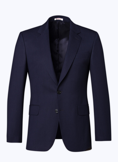 Men's blue, navy blue virgin wool canvas jacket Fursac - V3AXUN-BC51-31