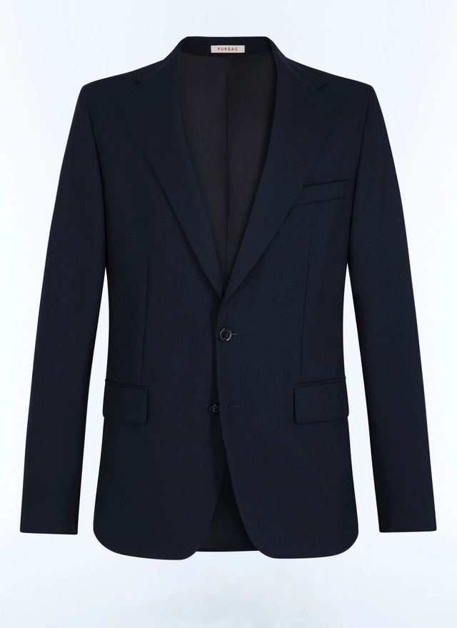 Men's blue, navy blue certified virgin wool canvas jacket Fursac - V3EDAF-BV01-30