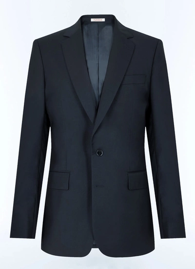 Men's blue, navy blue virgin wool canvas jacket Fursac - V3EVIP-EC34-D030