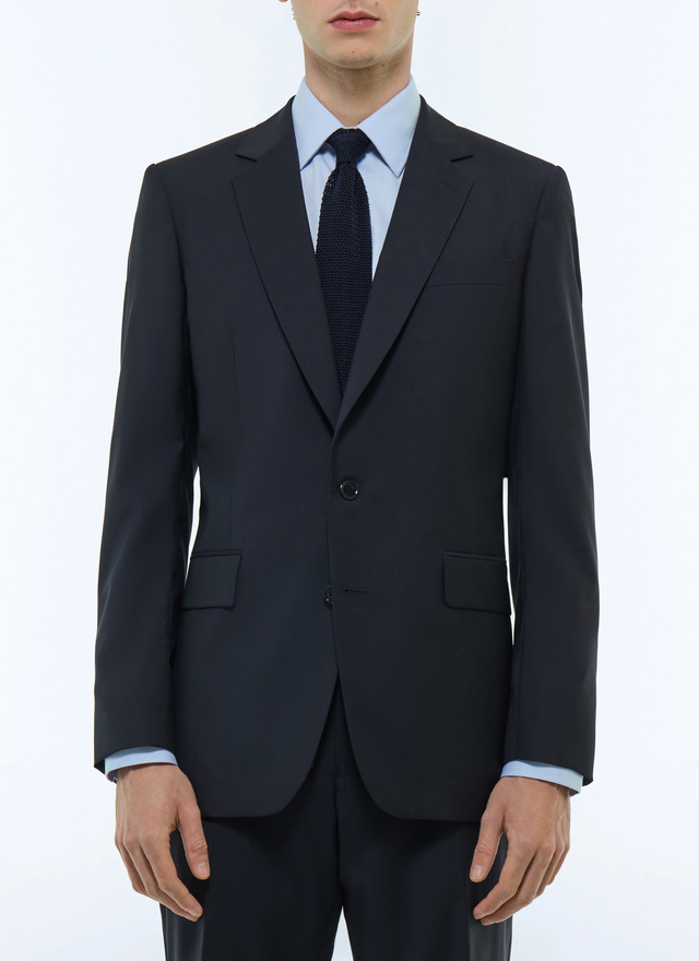 Men's jacket navy blue virgin wool canvas Fursac - V3EVIP-EC34-D030
