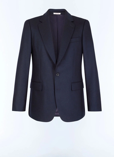 Men's blue, navy blue certified virgin wool flannel jacket Fursac - V3EXUN-EC29-D030