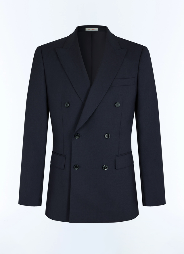 Men's blue, navy blue fresco virgin wool canvas jacket Fursac - V3FOCA-BV01-30