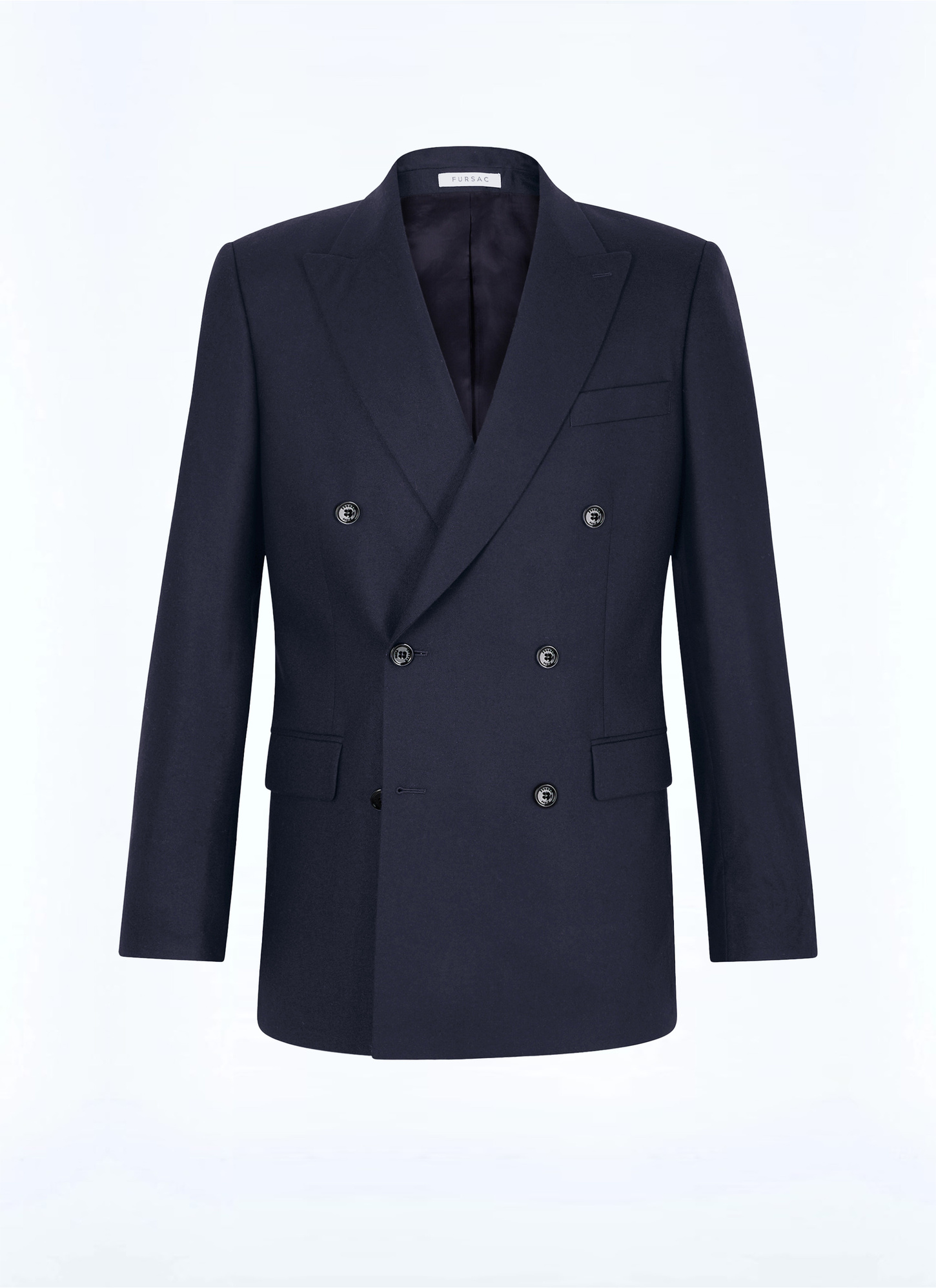 Men's blue, navy blue certified virgin wool flannel jacket Fursac - V3FOCA-EC29-D030