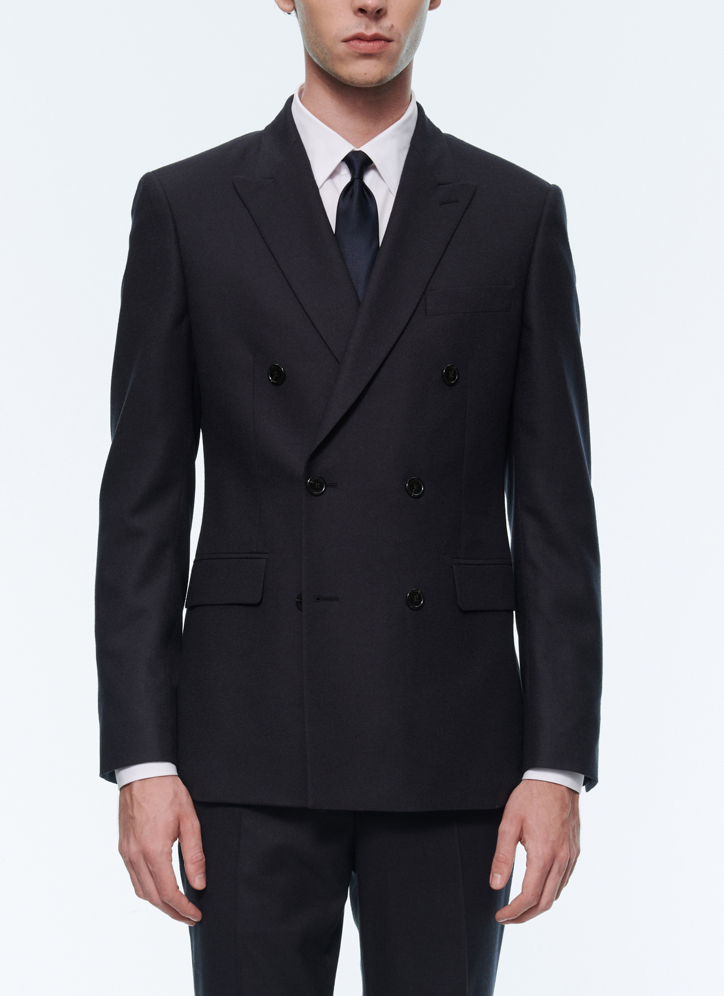 Men's jacket navy blue virgin wool flannel Fursac - V3VOCA-OC55-31