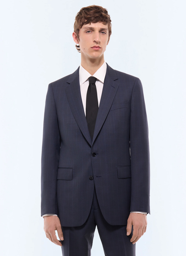 Men's jacket navy main fabric: 100% virgin woolunder collar: 80% polyester, 20% viscosebody lining: 100% viscosesleeve lining: 57% viscose, 41% acetate, 2% cupro Fursac - V3FOXA-LC08-D030
