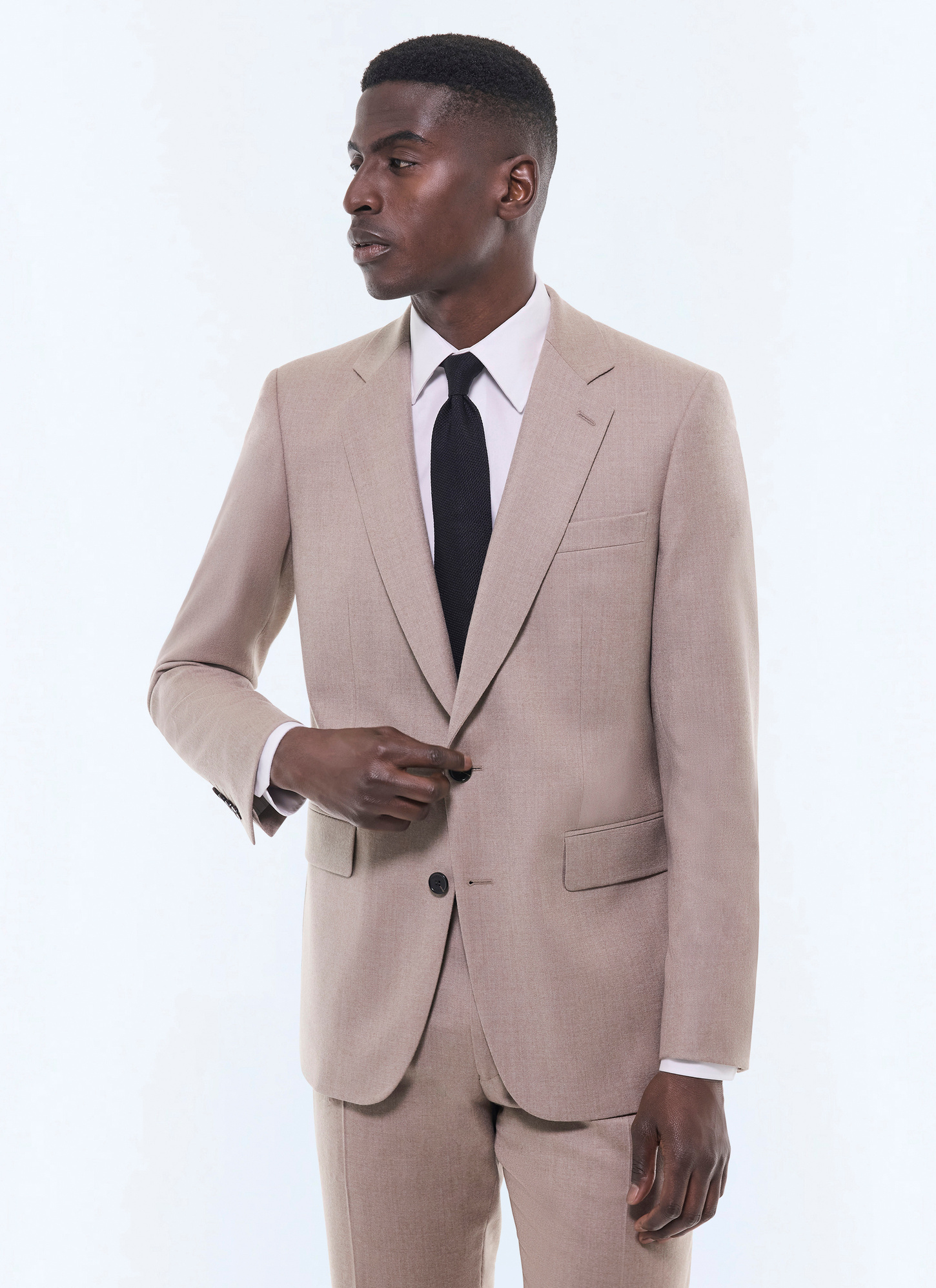 Men's jacket taupe brown certified virgin wool flannel Fursac - V3FOXA-GC17-A008