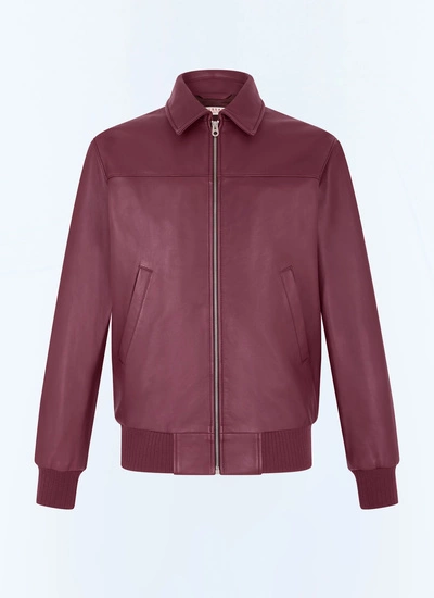 Men's red, bordeaux soft lamb leather jacket Fursac - M3GRED-GL01-C014