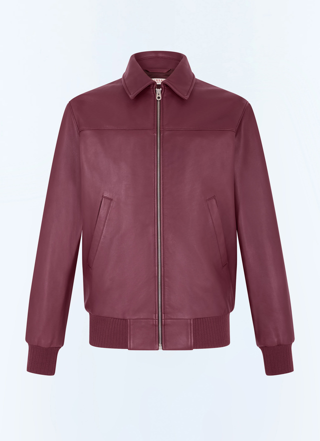 Men's red, bordeaux soft lamb leather jacket Fursac - M3GRED-GL01-C014