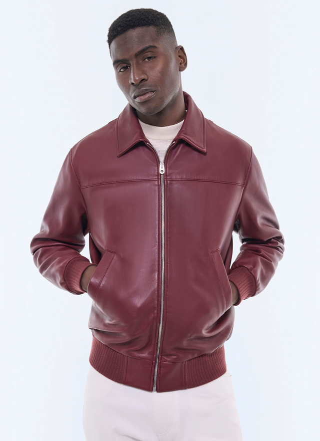 Men's jacket burgundy soft lamb leather Fursac - M3GRED-GL01-C014
