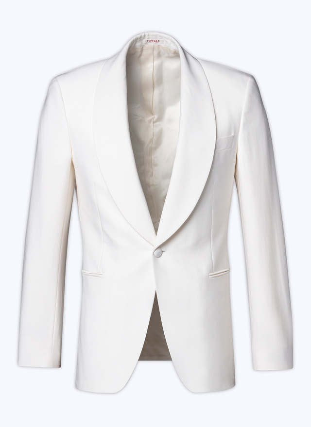 Men's white, ecru virgin wool, mohair and silk faille jacket Fursac - V3BERT-BC48-03