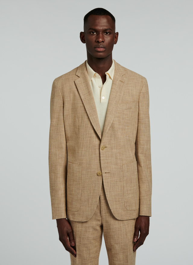 Men's jacket beige virgin wool, silk and cotton Fursac - 22EV3VAXO-VX18/56
