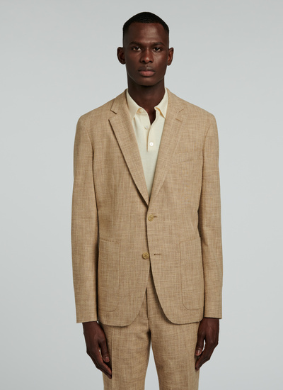 Men's jacket beige virgin wool, silk and cotton Fursac - V3VAXO-VX18-56