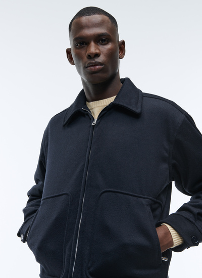 Men's jacket navy blue wool, cashmere and polyamide Fursac - 22HM3ALAN-P317/32