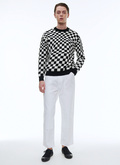 Pantalon cargo en twill de coton blanc - P3BLUE-BP06-01