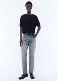 Pantalon 5 poches en denim faux uni - P3JEAN-LP01-D004