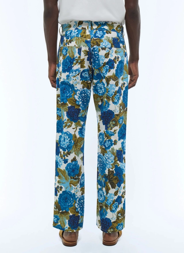 Jean motif floral bleu homme Fursac - P3ELAP-FP21-L002