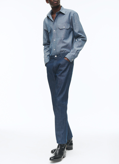 Men's jeans denim blue organic cotton canvas Fursac - P3VLAP-AX11-33
