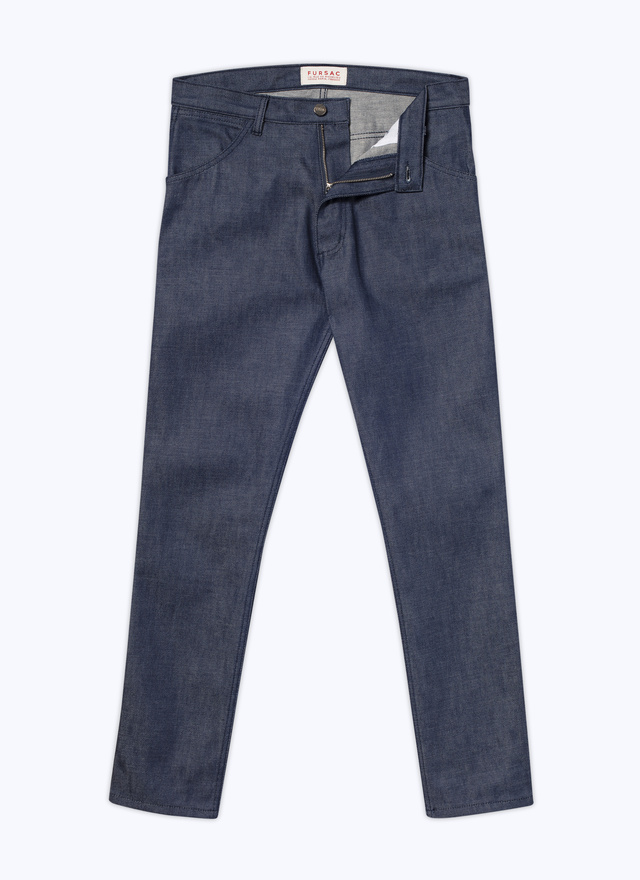 Men's blue, navy blue organic cotton canvas jeans Fursac - P3VLAP-AX11-33